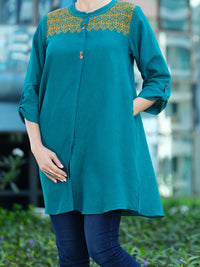 Ferozi Jacquard Tunic - AL-LK-748