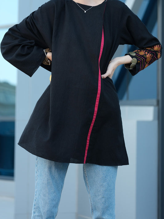 Black Jacquard Tunic - AL-LK-749
