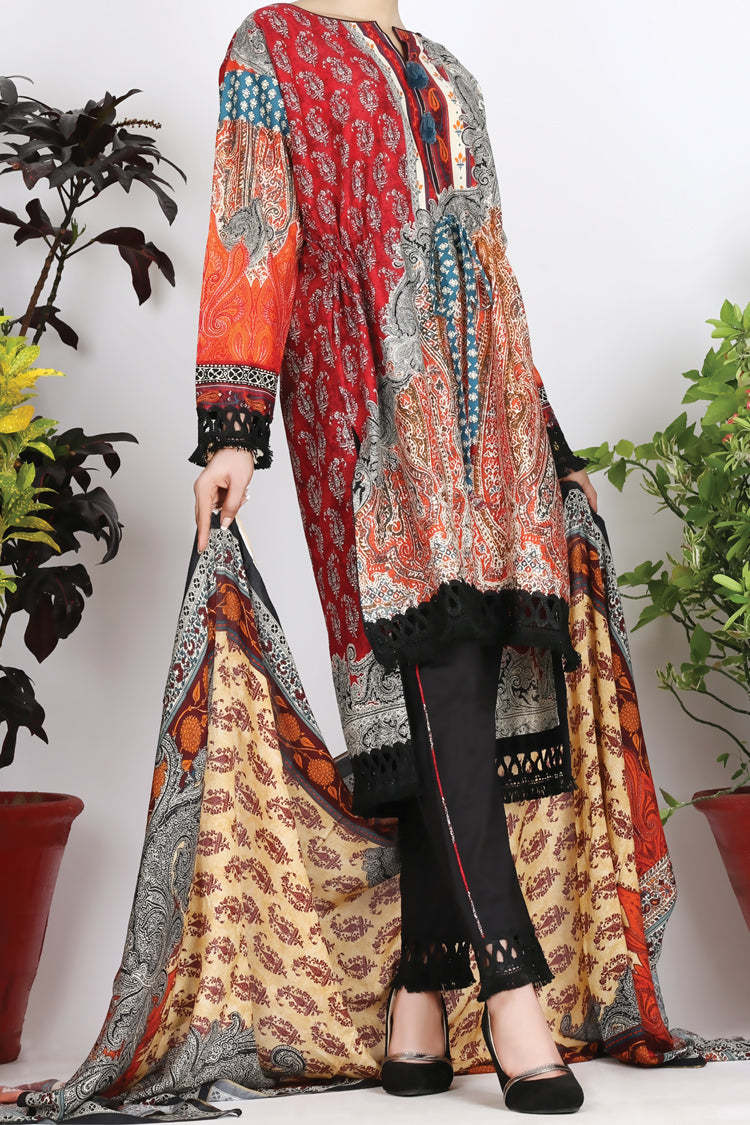 Multicolor Cambric 3 Piece Unstitched - ALP-752