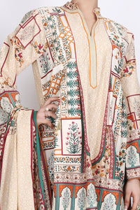 Beige Cambric 3Pc Stitched - ALP-754