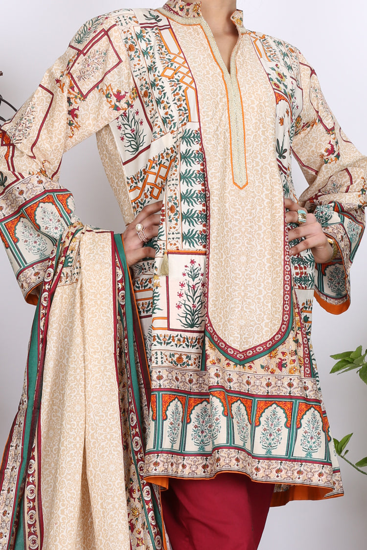 Beige Cambric 3Pc Stitched - ALP-754