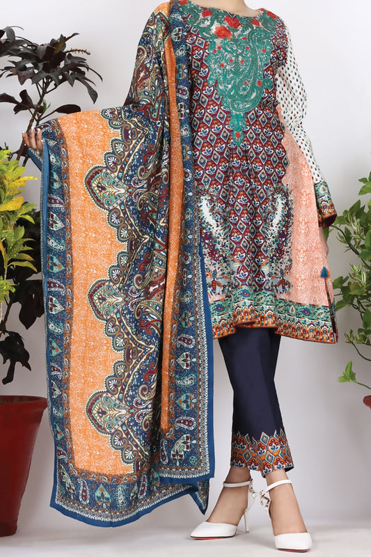 Orange Cambric 3Pc Stitched - ALP-758