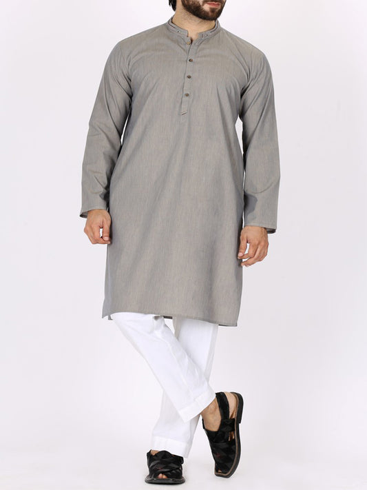 Light Grey Cotton Kurta - AL-K-759