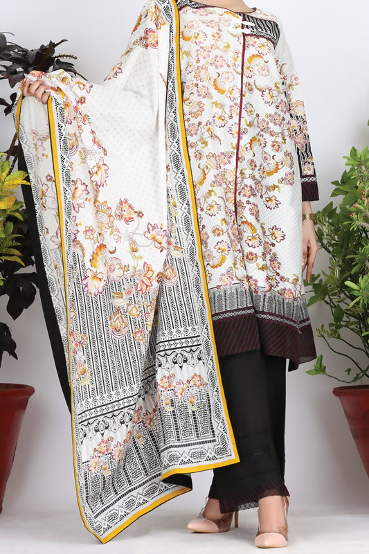 White Cambric 3Pc Stitched - ALP-760