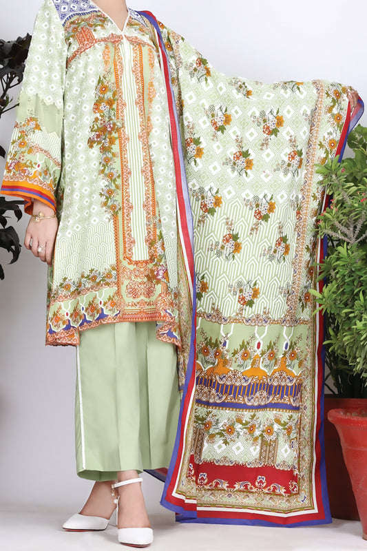Pista Green Cambric 3Pc Stitched - ALP-762