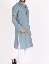Light Blue Cotton Kurta - AL-K-768