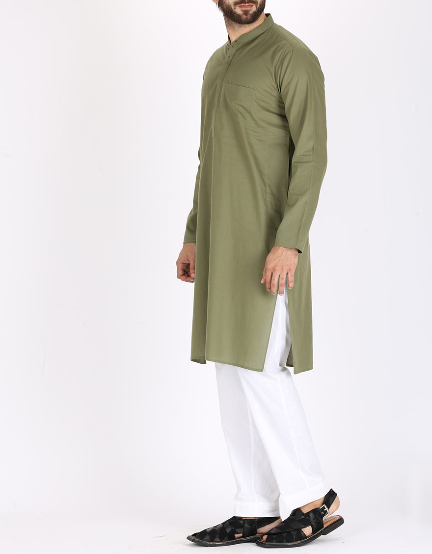 Green Cotton Kurta - AL-K-769