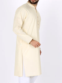 Creamy Yellow Cotton Kurta - AL-K-774