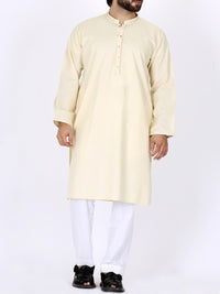 Creamy Yellow Cotton Kurta - AL-K-774