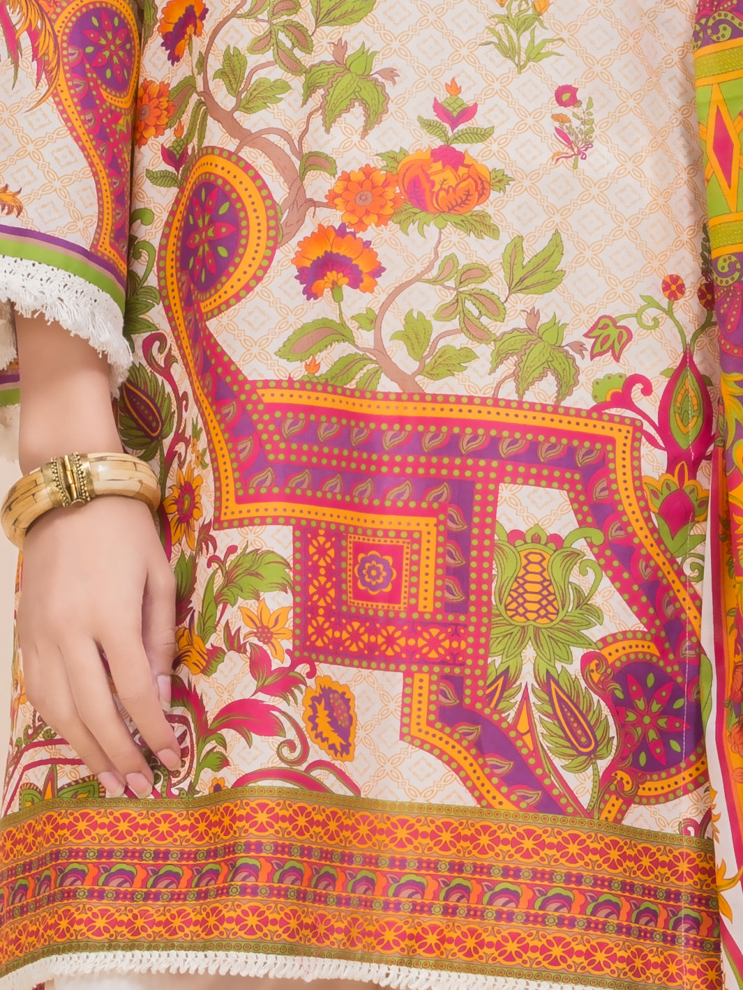 Cream Lawn 3Pc Stitched - ALP-3PS-782