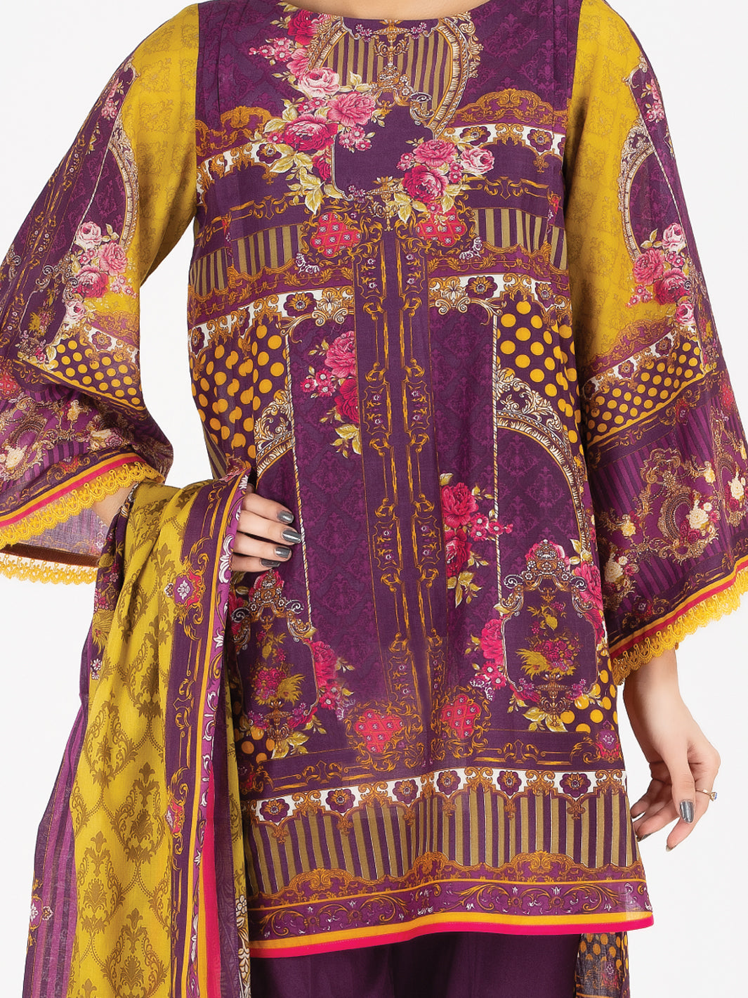 Maroon Lawn 3 Piece Stitched - ALP-3PS-797