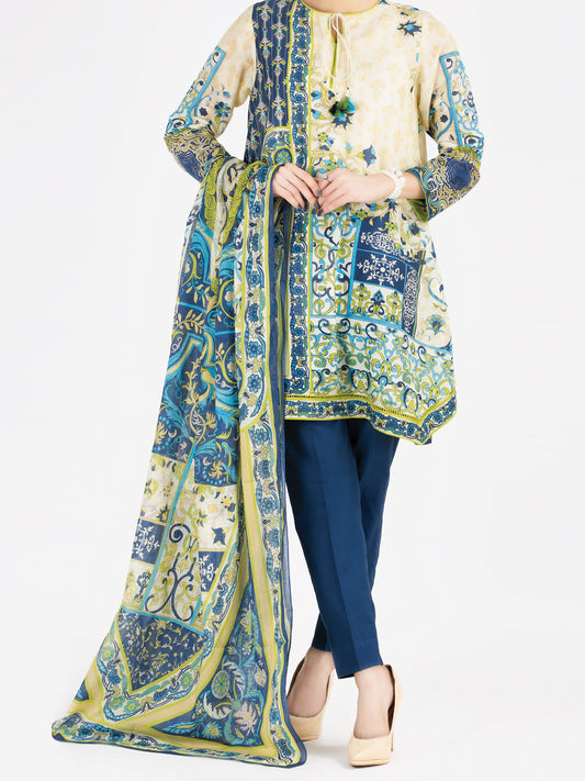 Beige Lawn 3Pc Stitched - ALP-3PS-805