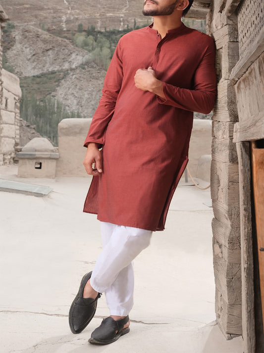 Red Blended Kurta - AL-K-825