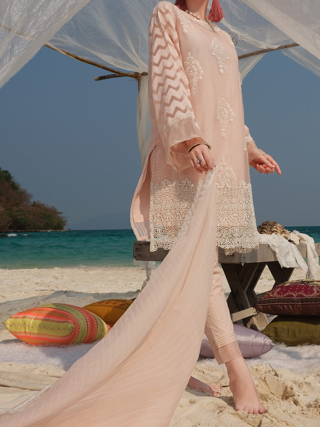 Pink Khaddi Net 3 Piece Stitched - ALP-3PS-833