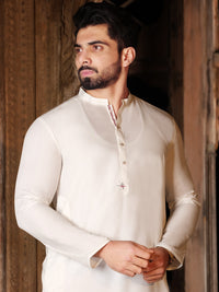 White Blended Kurta - AL-K-850