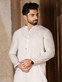 White Blended Kurta - AL-K-850