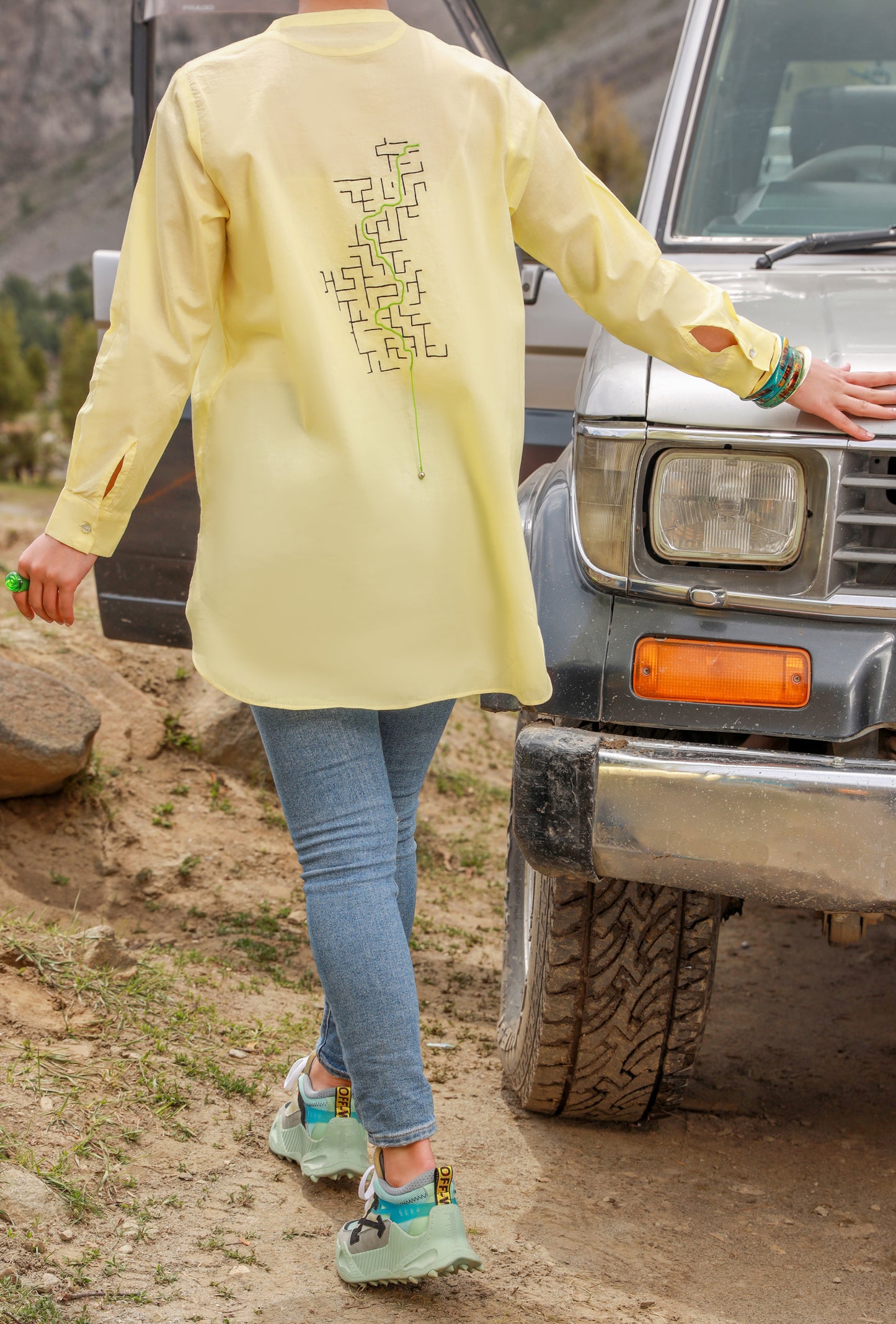 Lime Yellow Cambric Tunic -AL-LK-850