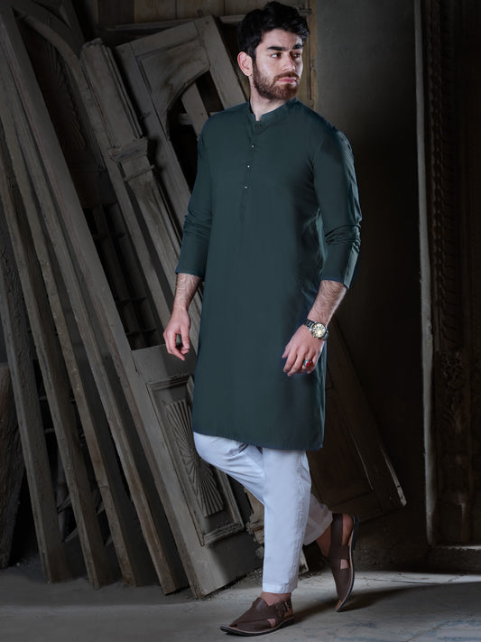 Green Blended Kurta - AL-K-852