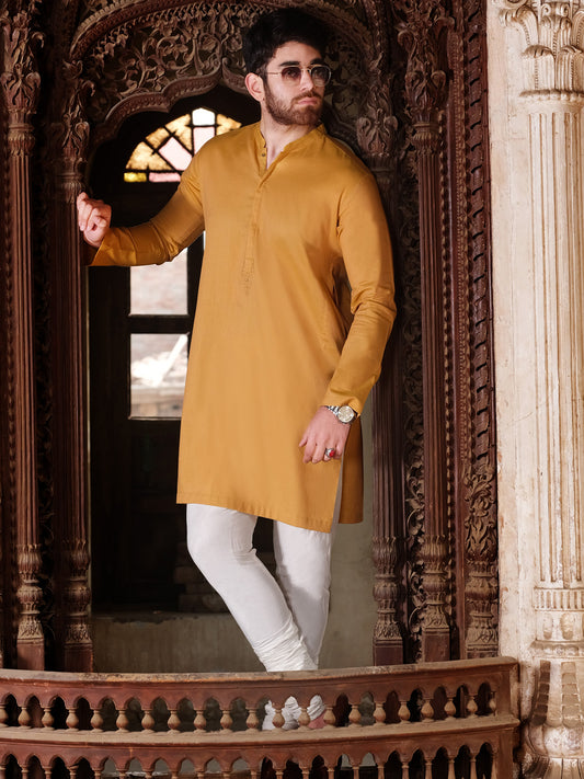 Yellow Blended Kurta - AL-K-857