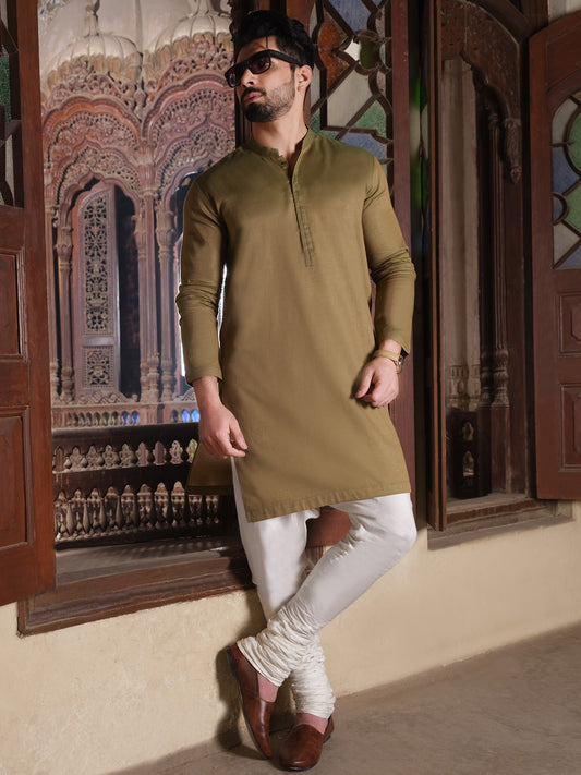 Green Blended Kurta - AL-K-859