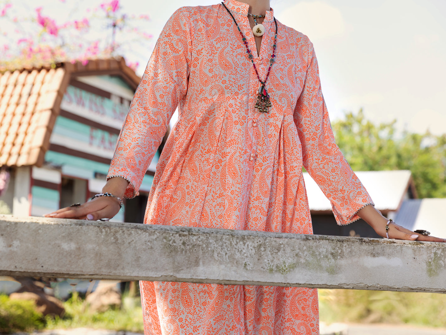 Orange Cambric Tunic - AL-LK-863