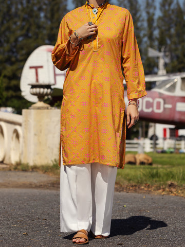 ORANGE LAWN TUNIC - AL-LK-865