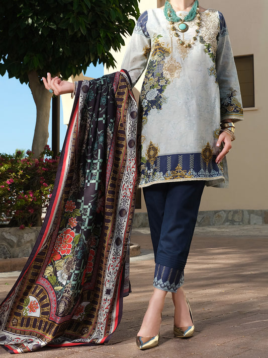 Blue Lawn 3Pc Unstitched - ALP-3PS-883
