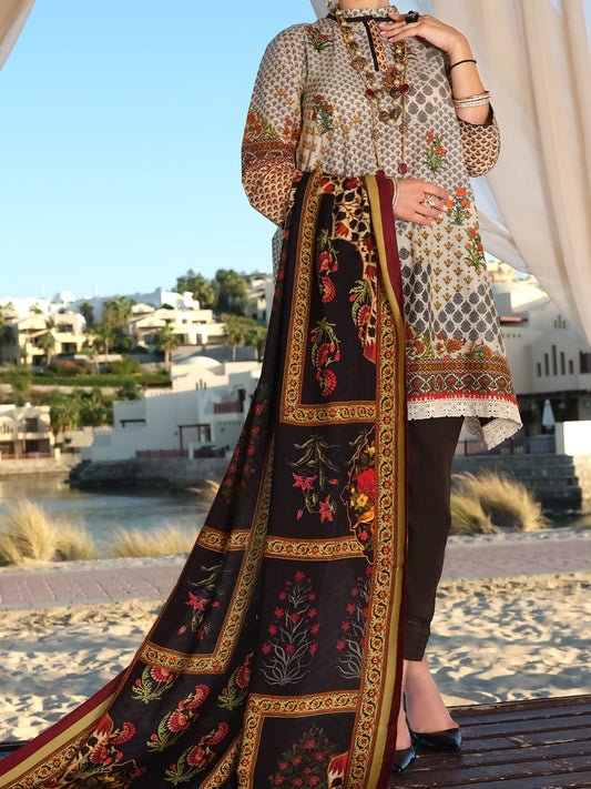 Beige Lawn 3Pc Unstitched - ALP-3PS-884
