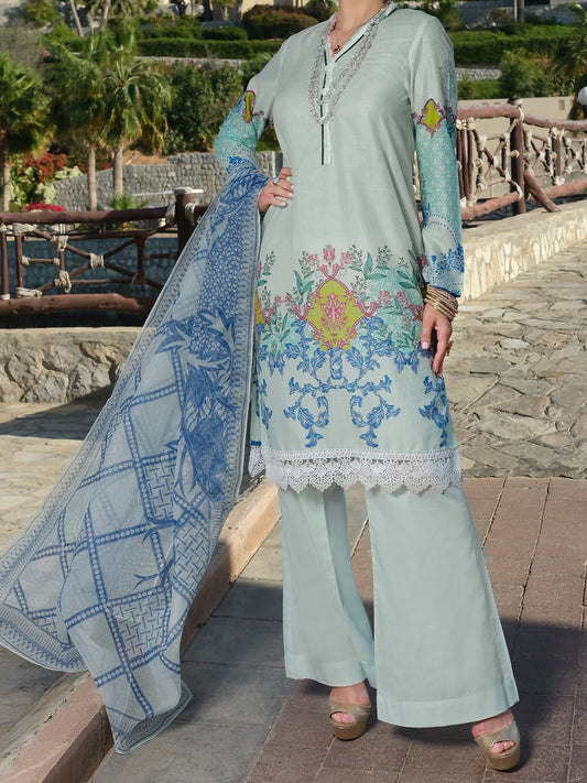Aqua Lawn 3Pc Stitched - ALP-3PS-889