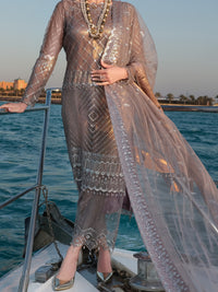 Grey Net 3Pc Unstitched - ALP-3PS-909