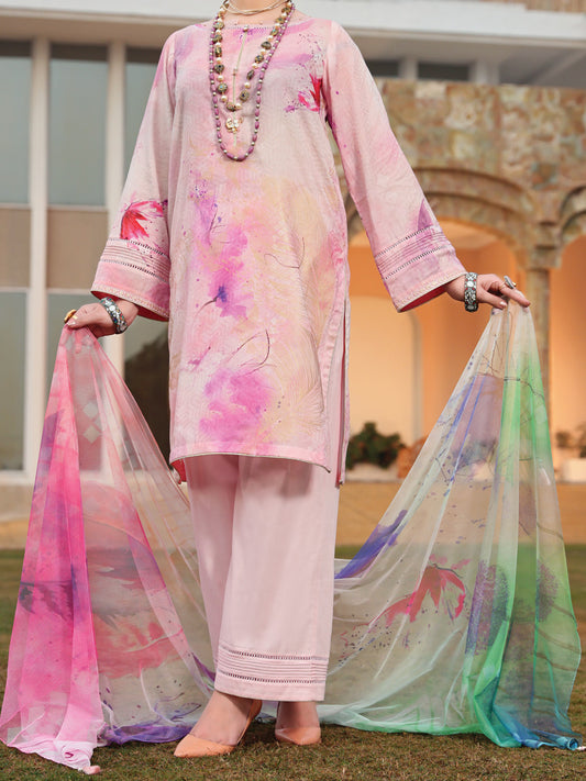 Pink Jacquard 3 Piece Unstitched - ALP-3PS-943