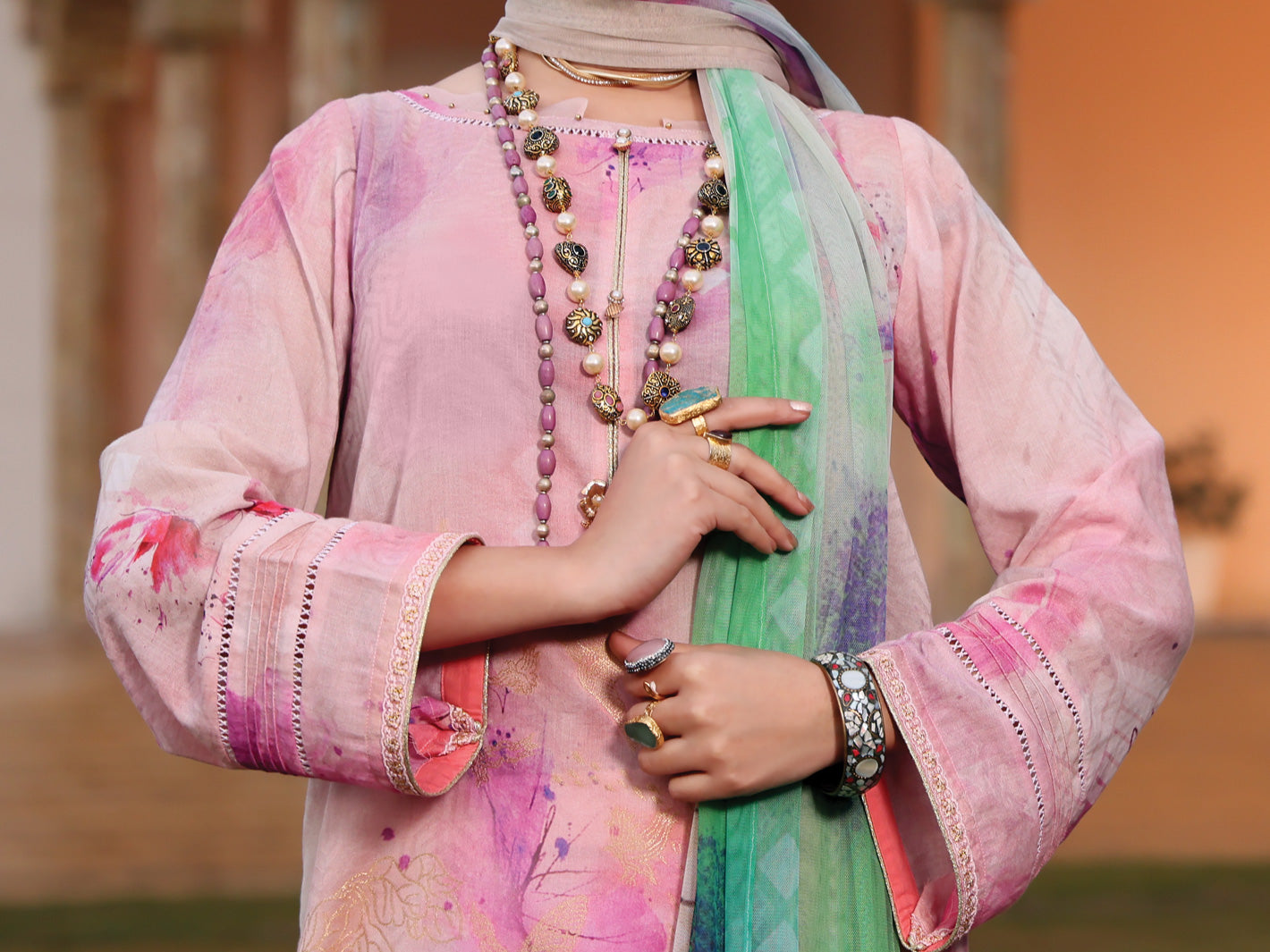 Pink Jacquard 3 Piece Stitched - ALP-3PS-943