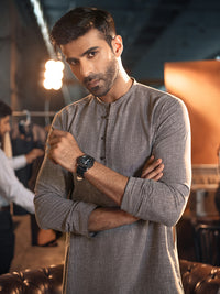 Grey Textured Kurta - AL-K-944