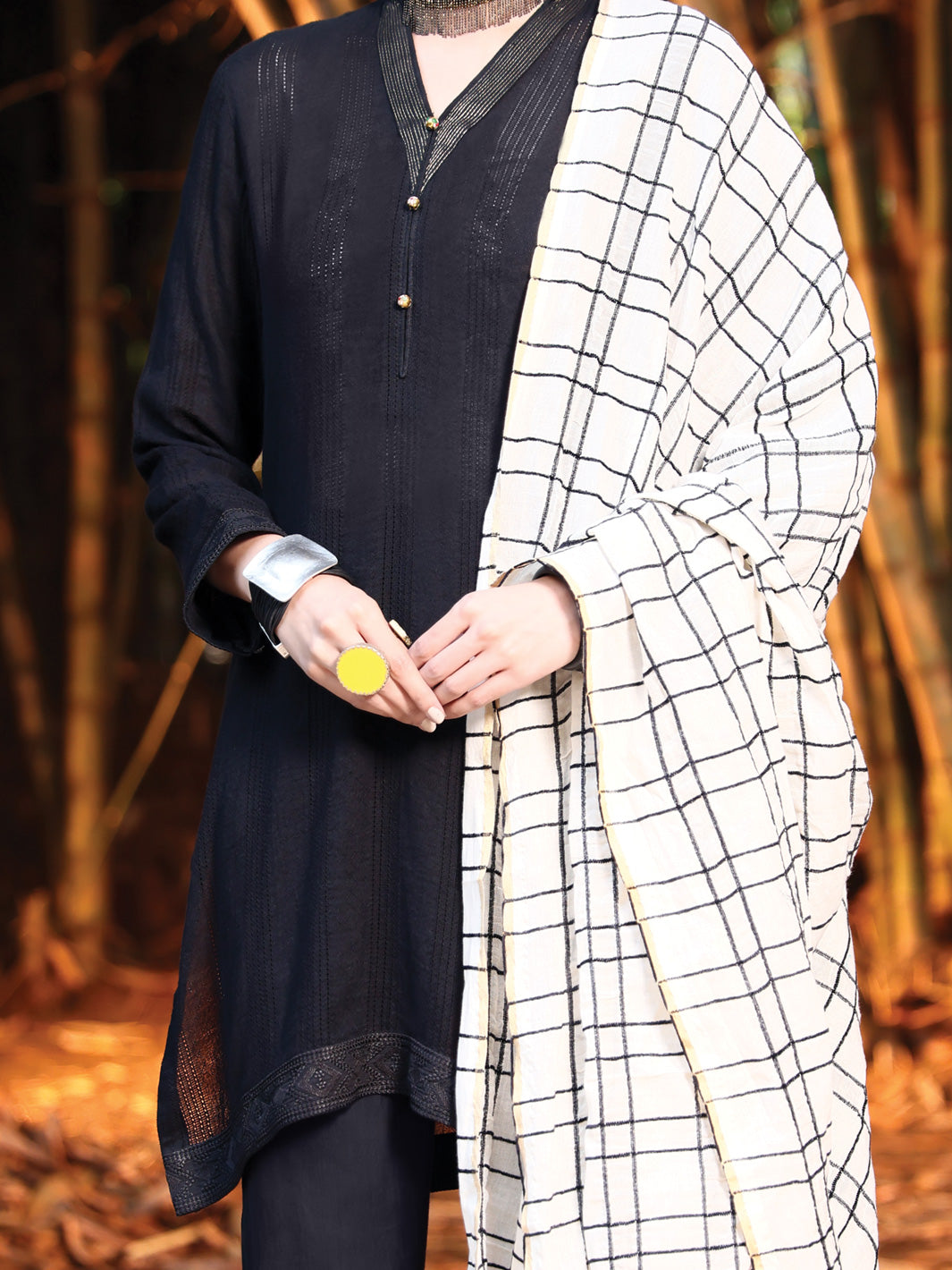 Black Jacquard 3Pc Stitched - ALP-3PS-947