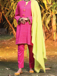 Pink Jacquard 3Pc Unstitched - ALP-3PS-948