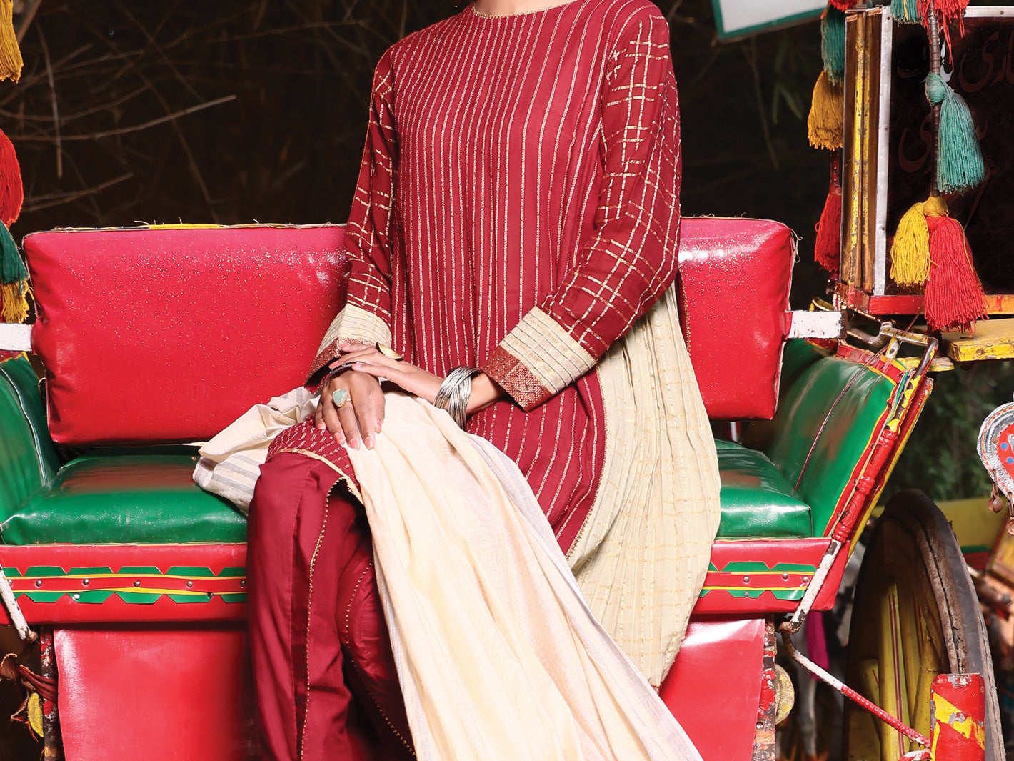 Maroon Jacquard 3 Piece Stitched - ALP-3PS-950