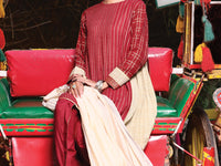 Maroon Jacquard 3 Piece Stitched - ALP-3PS-950