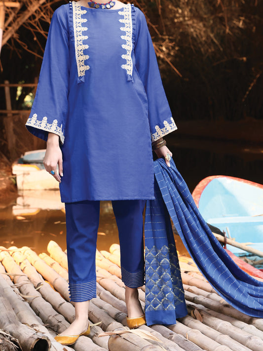 Blue Viscose 3 Piece Unstitched - ALP-3PS-951