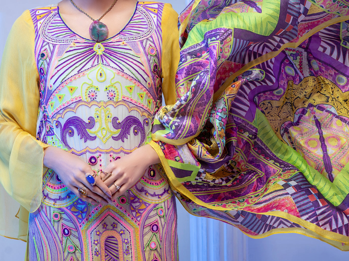 Lime Georgette 3Pc Stitched - ALP-3PS-952/S