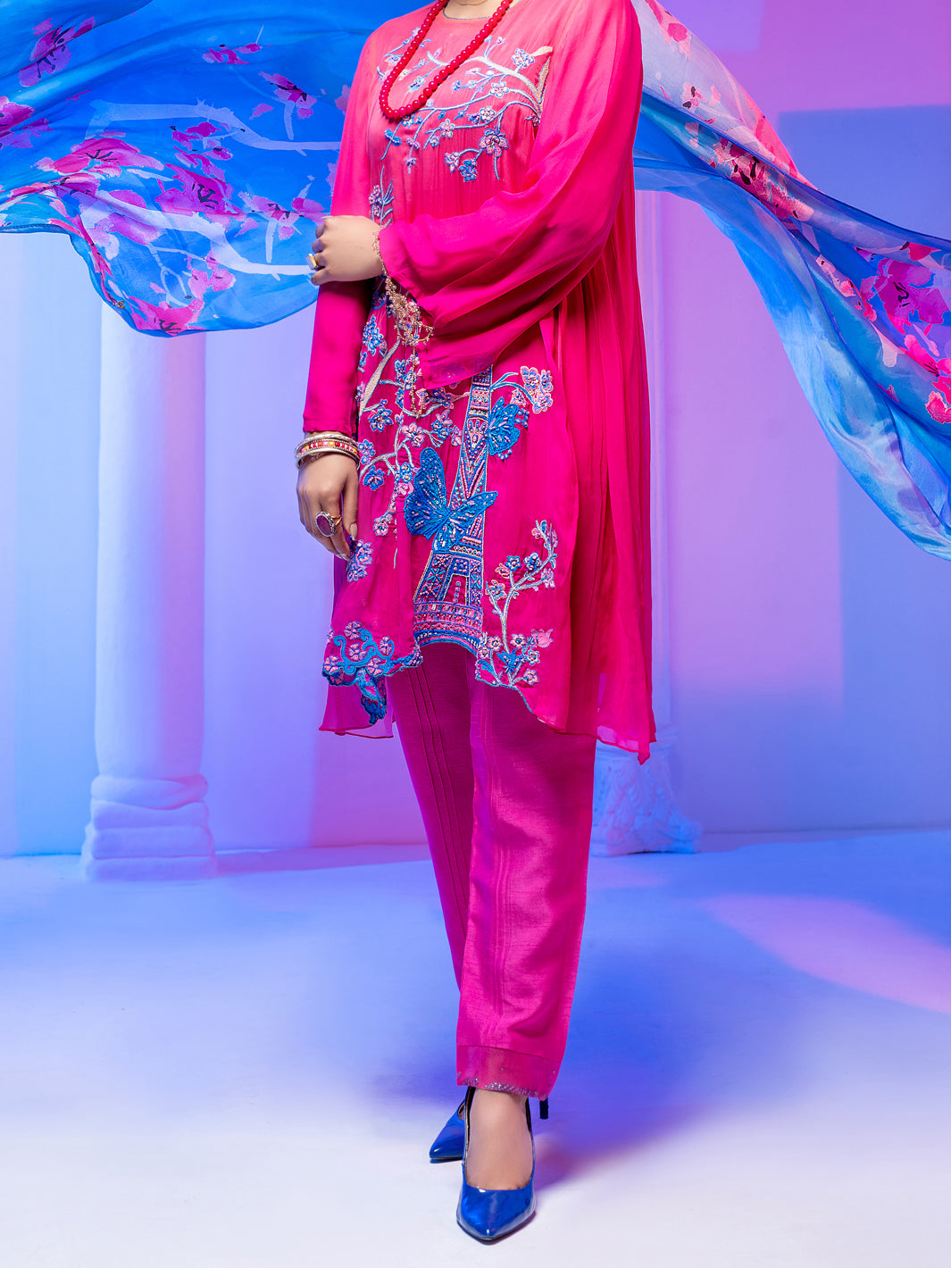 Pink Georgette 3 Piece Unstitched - ALP-3PS-953