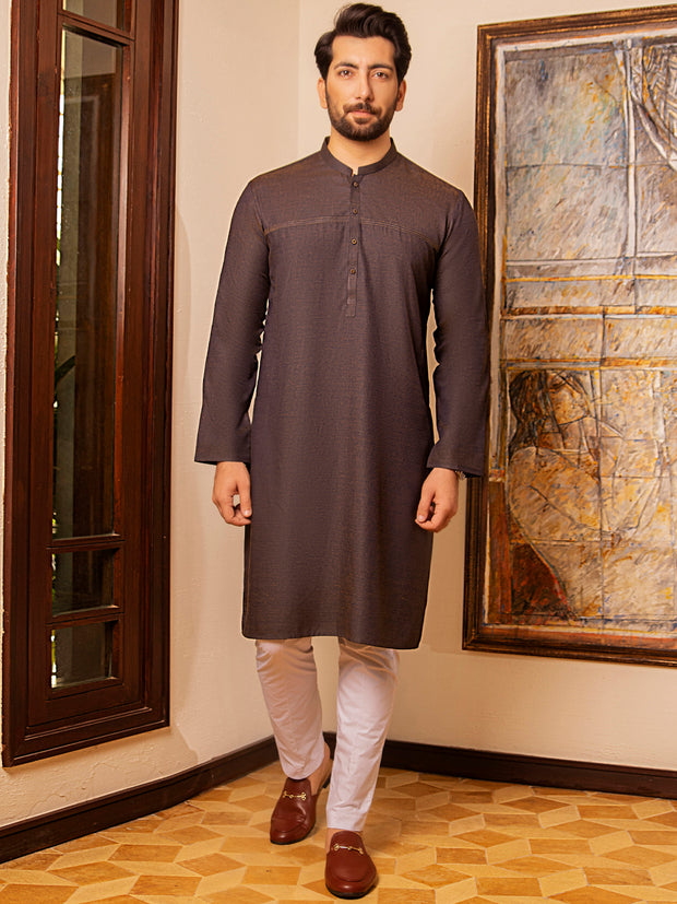 Dark Brown Blended Kurta - AL-K-972