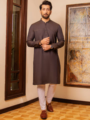 Dark Brown Blended Kurta - AL-K-972