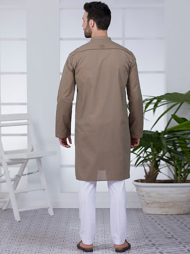 Brown Cotton Kurta - AL-K-1011