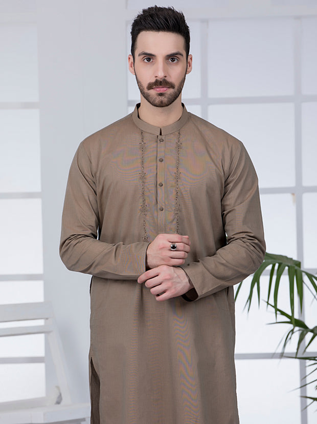 Brown Cotton Kurta - AL-K-1011