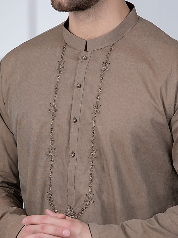 Brown Cotton Kurta - AL-K-1011