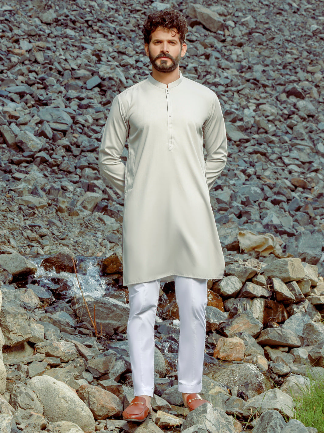 Light Grey Kurta - AL-K-1035