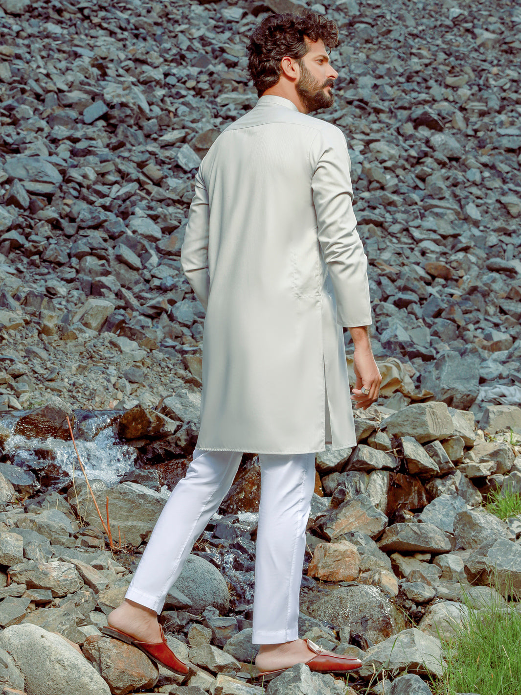Light Grey Kurta - AL-K-1035