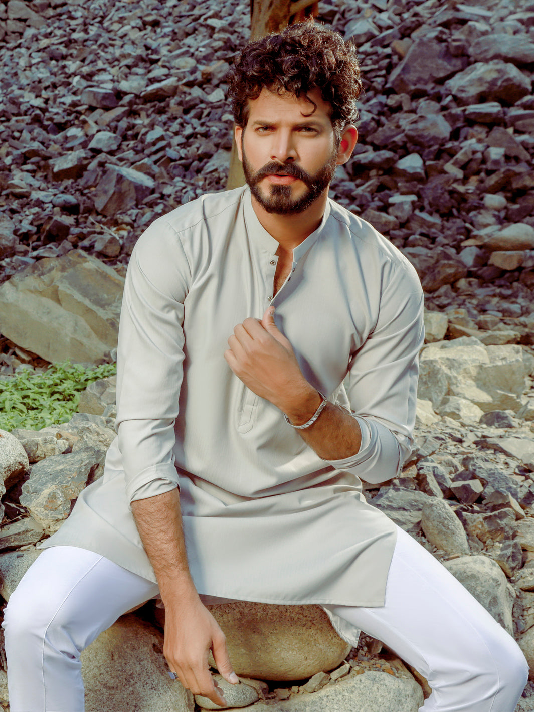 Light Grey Kurta - AL-K-1035