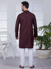 Dark Maroon Blended Kurta - AL-K-1043