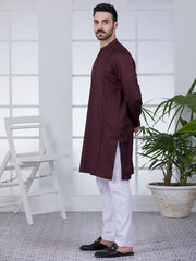 Dark Maroon Blended Kurta - AL-K-1043